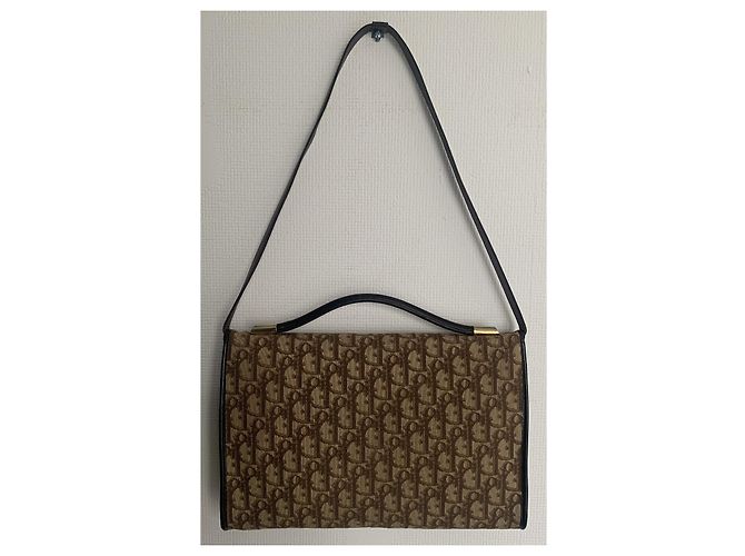 Bolso Christian Dior Oblique lona beige y marrón Marrón oscuro - vista 20