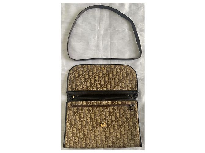 Bolso Christian Dior Oblique lona beige y marrón Marrón oscuro - vista 5
