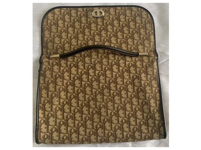 Bolso Christian Dior Oblique lona beige y marrón Marrón oscuro - vista 6