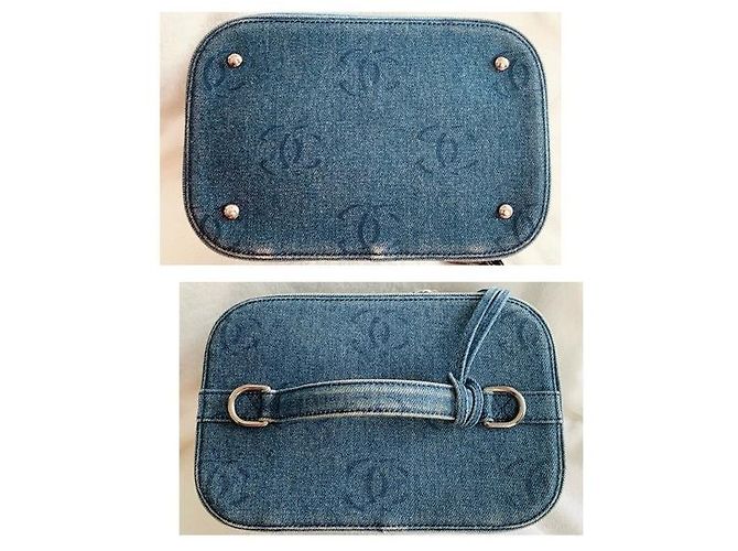 CHANEL Vintage CC Denim Vanity Case Blu - vista 10