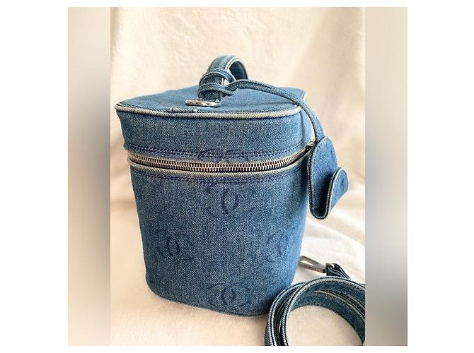 CHANEL Vintage CC Denim Vanity Case Blu - vista 12