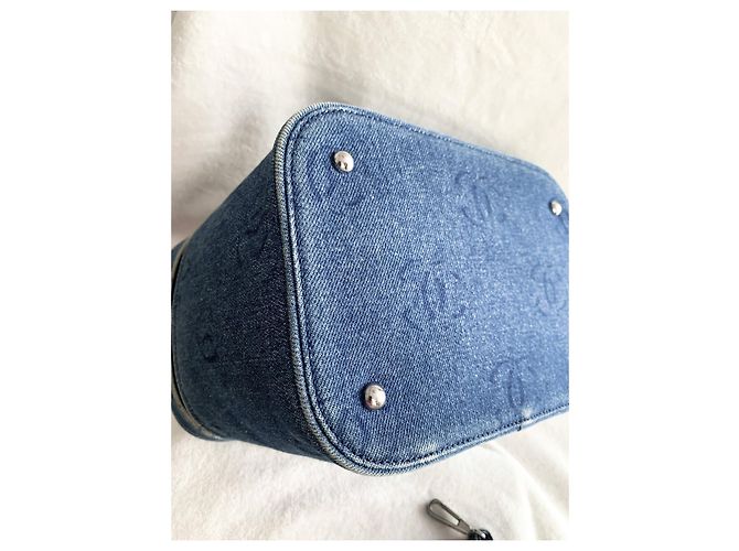CHANEL Vintage CC Denim Vanity Case Blu - vista 13