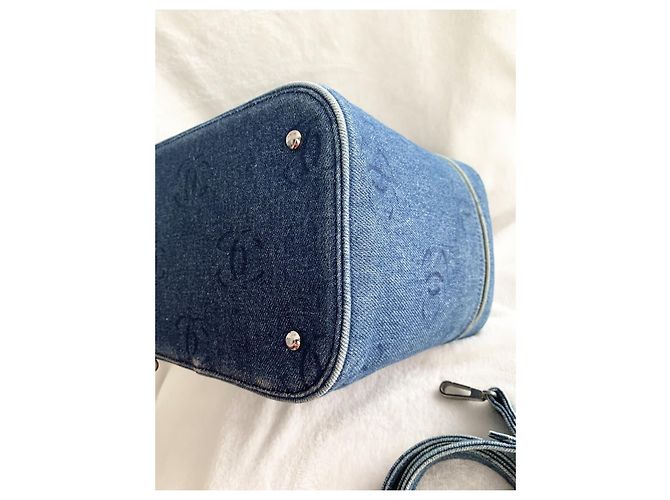 CHANEL Vintage CC Denim Vanity Case Blu - vista 14