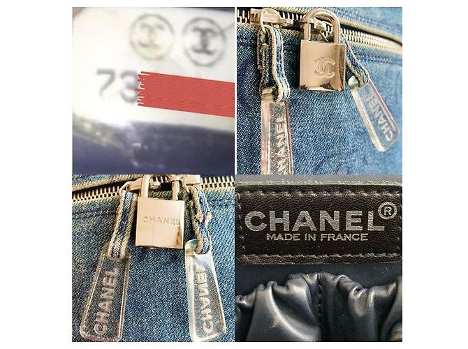 CHANEL Vintage CC Denim Vanity Case Blu - vista 5