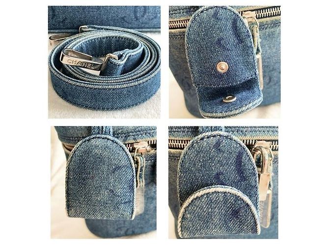 CHANEL Vintage CC Denim Vanity Case Blu - vista 6