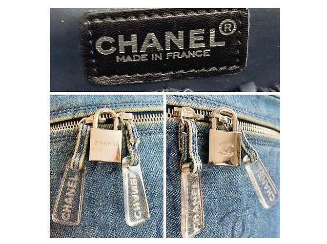 CHANEL Vintage CC Denim Vanity Case Blu - vista 7