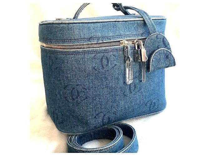CHANEL Vintage CC Denim Vanity Case Blu - vista 9