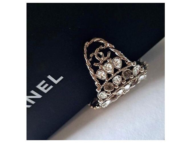Chanel Bracciale a Fascia Fiore in Pâte de Verre Trasparente Argento - vista 5