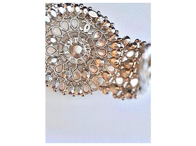 Chanel Bracciale a Fascia Fiore in Pâte de Verre Trasparente Argento - vista 6