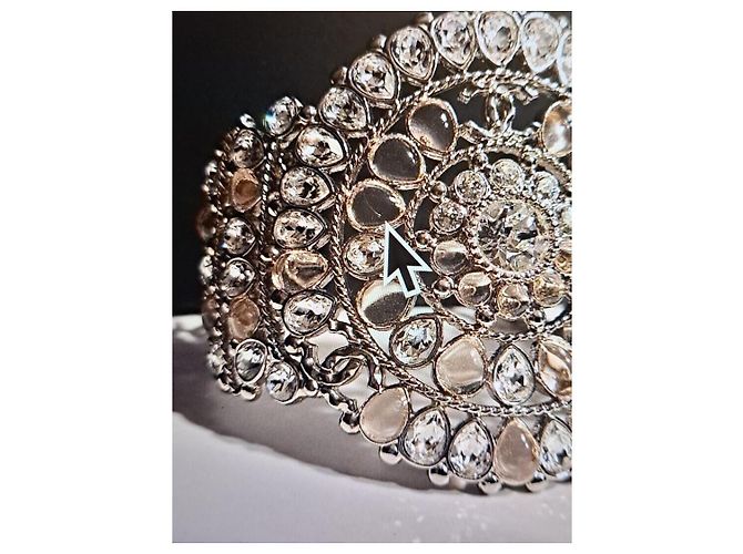 Chanel Bracciale a Fascia Fiore in Pâte de Verre Trasparente Argento - vista 7