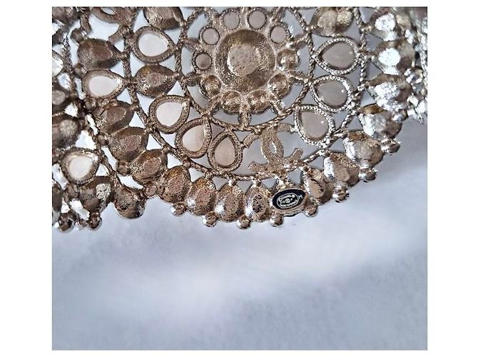 Chanel Bracciale a Fascia Fiore in Pâte de Verre Trasparente Argento - vista 8