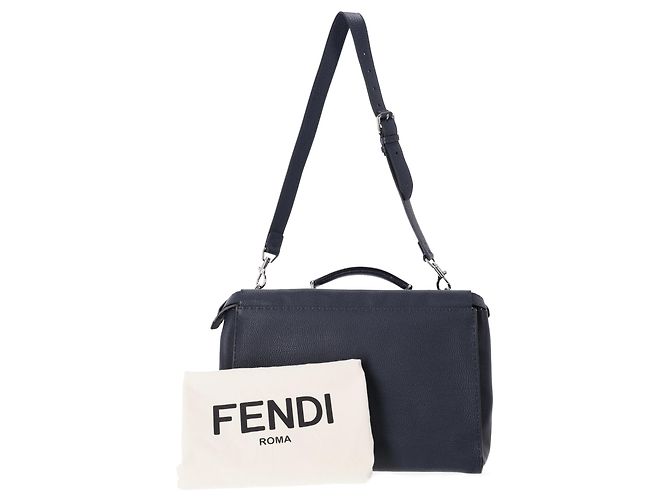 Fendi Large Peekaboo em couro azul marinho - vista 16