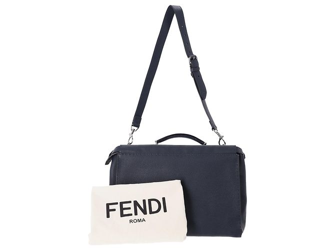 Fendi Large Peekaboo em couro azul marinho - vista 8