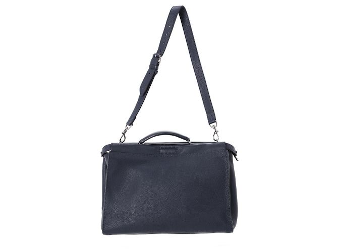 Fendi Large Peekaboo em couro azul marinho - vista 9