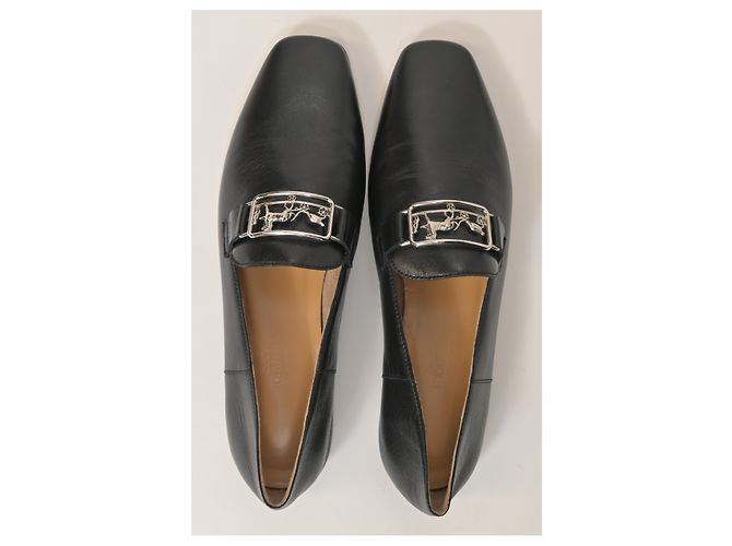 Mocassini Hermès Time in pelle nera Nero - vista 12