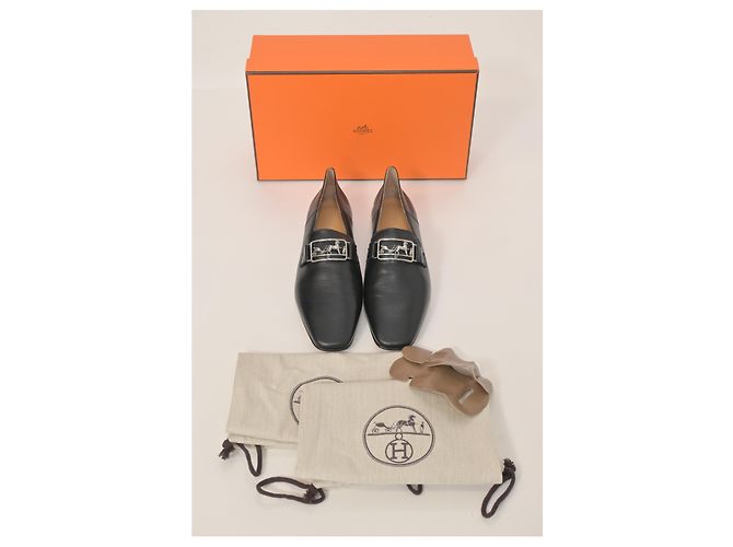 Mocassini Hermès Time in pelle nera Nero - vista 14