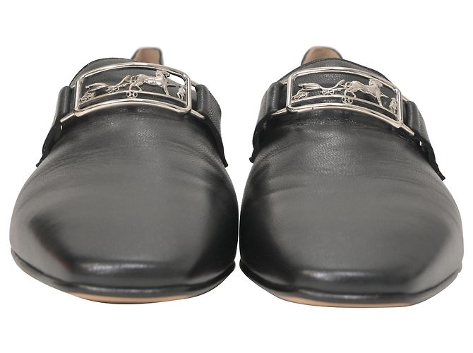Mocassini Hermès Time in pelle nera Nero - vista 2