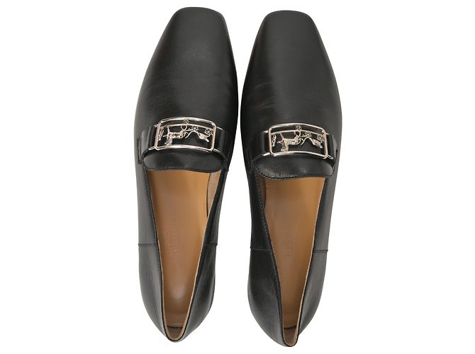 Mocassini Hermès Time in pelle nera Nero - vista 5