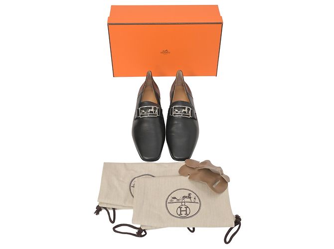 Mocassini Hermès Time in pelle nera Nero - vista 7