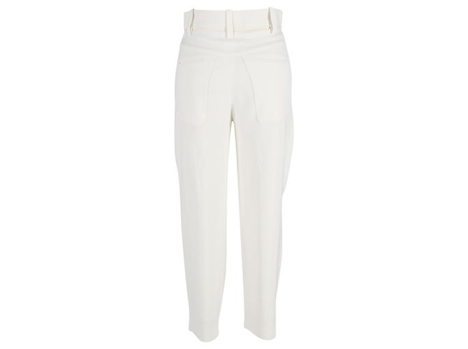 Chloé Calça Straight Leg em Algodão Creme Branco Cru - vista 3