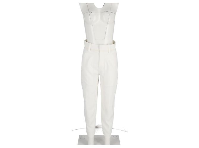 Chloé Calça Straight Leg em Algodão Creme Branco Cru - vista 4