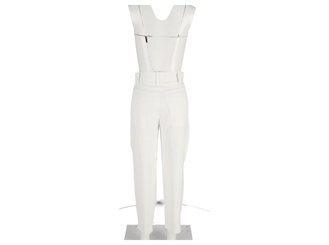 Chloé Calça Straight Leg em Algodão Creme Branco Cru - vista 6