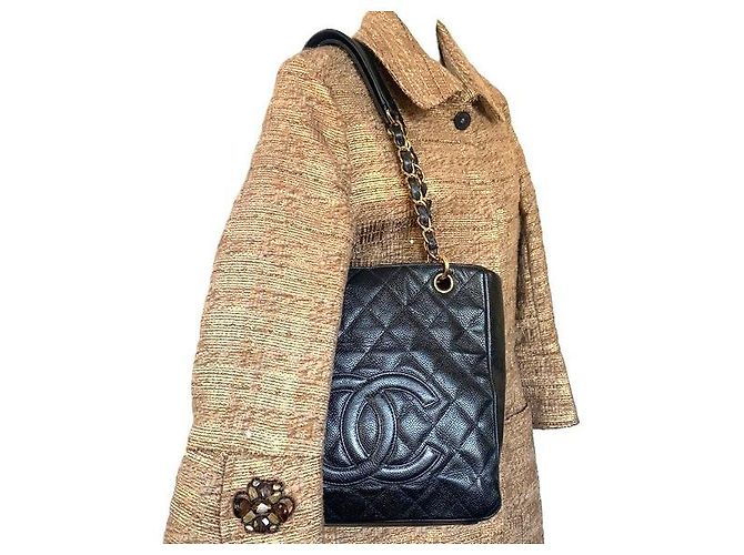 Borsa Tote Chanel in pelle caviar nera Nero - vista 12