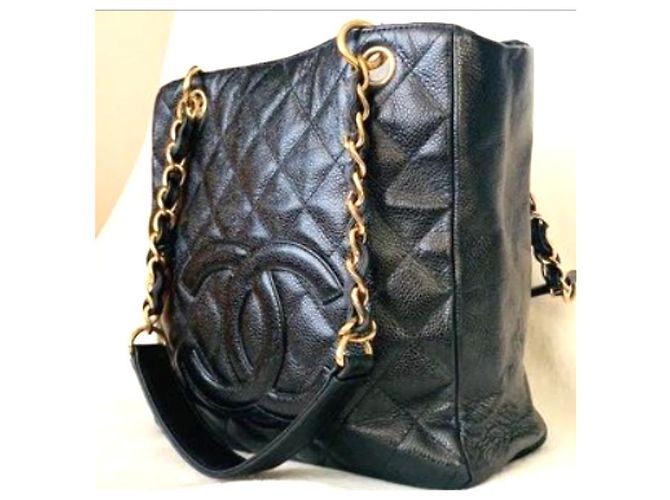 Borsa Tote Chanel in pelle caviar nera Nero - vista 14