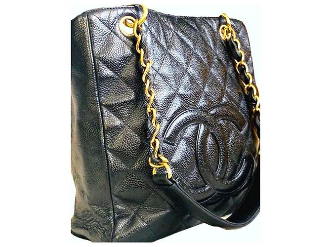 Borsa Tote Chanel in pelle caviar nera Nero - vista 16