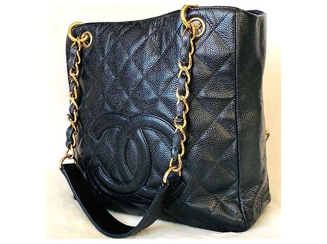 Borsa Tote Chanel in pelle caviar nera Nero - vista 2