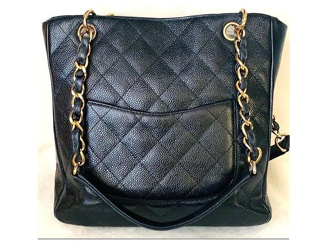 Borsa Tote Chanel in pelle caviar nera Nero - vista 3