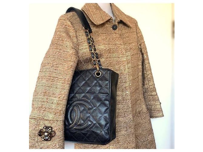 Borsa Tote Chanel in pelle caviar nera Nero - vista 8