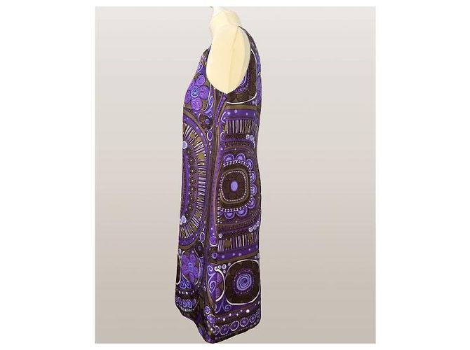 Vestido Parosh de seda morado marrón blanco Multicolor - vista 3