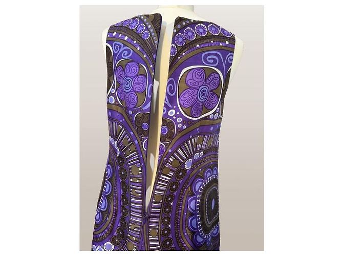 Vestido Parosh de seda morado marrón blanco Multicolor - vista 4
