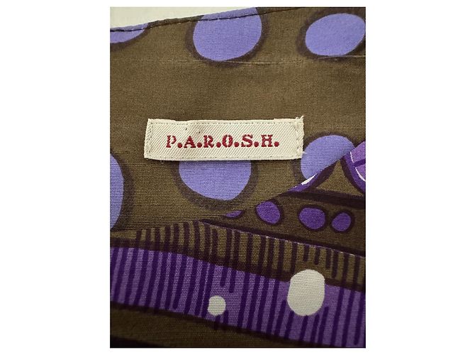 Vestido Parosh de seda morado marrón blanco Multicolor - vista 6