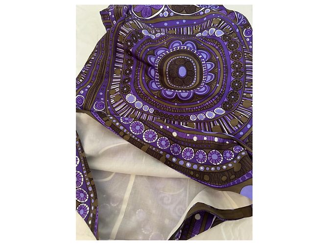 Vestido Parosh de seda morado marrón blanco Multicolor - vista 9