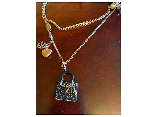 Collana lunga doppia Christian Dior con charm argento - vista 2