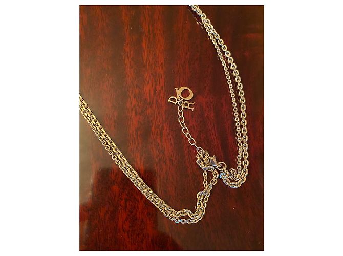 Collana lunga doppia Christian Dior con charm argento - vista 3