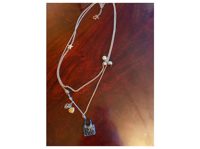 Collana lunga doppia Christian Dior con charm argento - vista 4