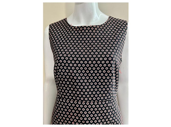 Diane Von Furstenberg DvF Carrie Two figurbetontes Shift-Kleid mit Jaquard-Muster Schwarz Rot Roh - Ansicht 2