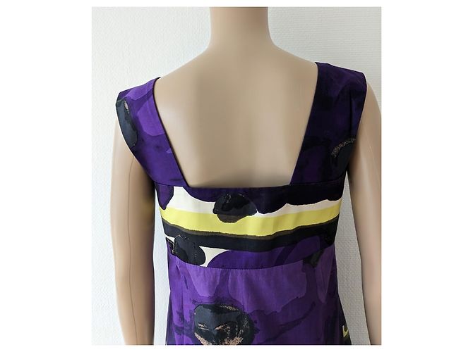 Kurzes ausgestelltes Kleid. Marni. Größe 36. Schwarz Weiß Gelb Dunkelviolett - Ansicht 4