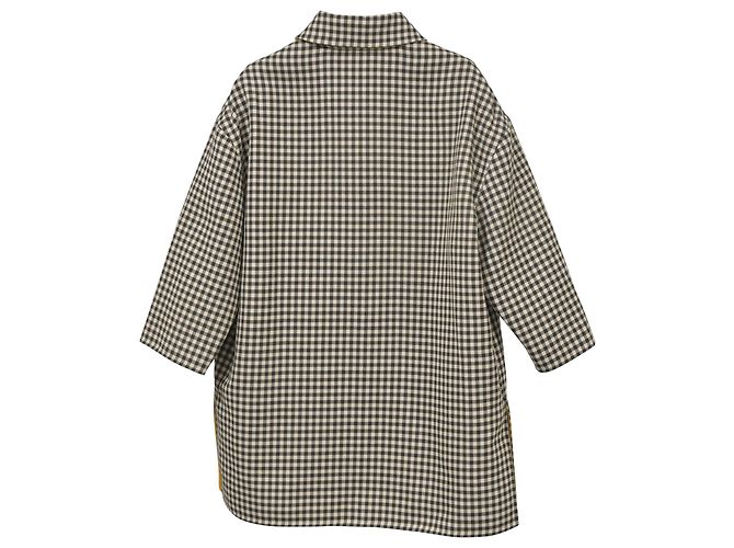 Fendi Check Coat in Brown Wool - view 3