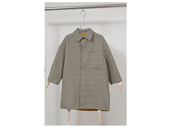 Fendi Check Coat in Brown Wool - view 6