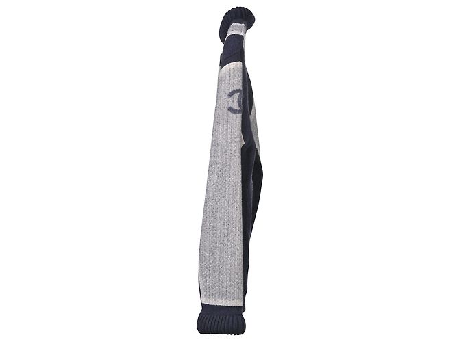 Zweifarbiger Rollkragenpullover von Chanel aus blauer Wolle - Ansicht 2