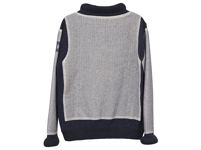 Zweifarbiger Rollkragenpullover von Chanel aus blauer Wolle - Ansicht 3