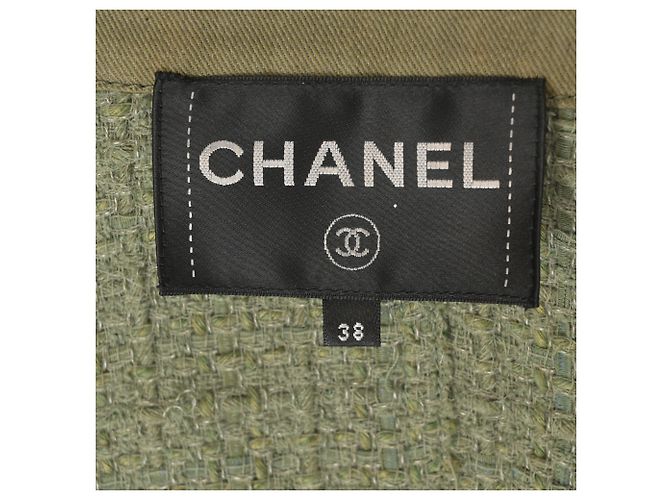Giacca utility Chanel Denim Tweed in cotone verde - vista 4