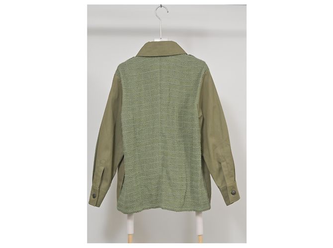 Giacca utility Chanel Denim Tweed in cotone verde - vista 7