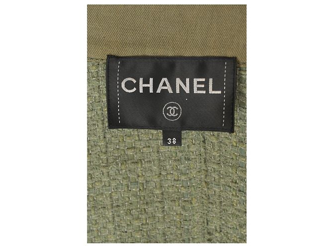 Giacca utility Chanel Denim Tweed in cotone verde - vista 8