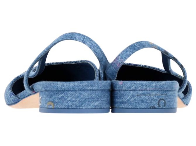 Timeless Chanel Slingback Cap Toe Flats in denim blu - vista 5