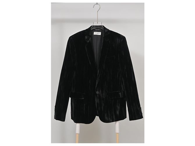 Blazer Saint Laurent in velluto nero - vista 6